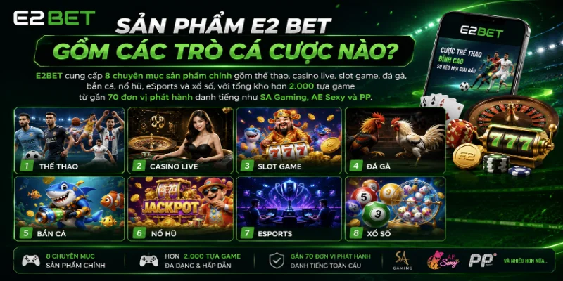 Sản phẩm E2 BET gồm các trò cá cược nào?